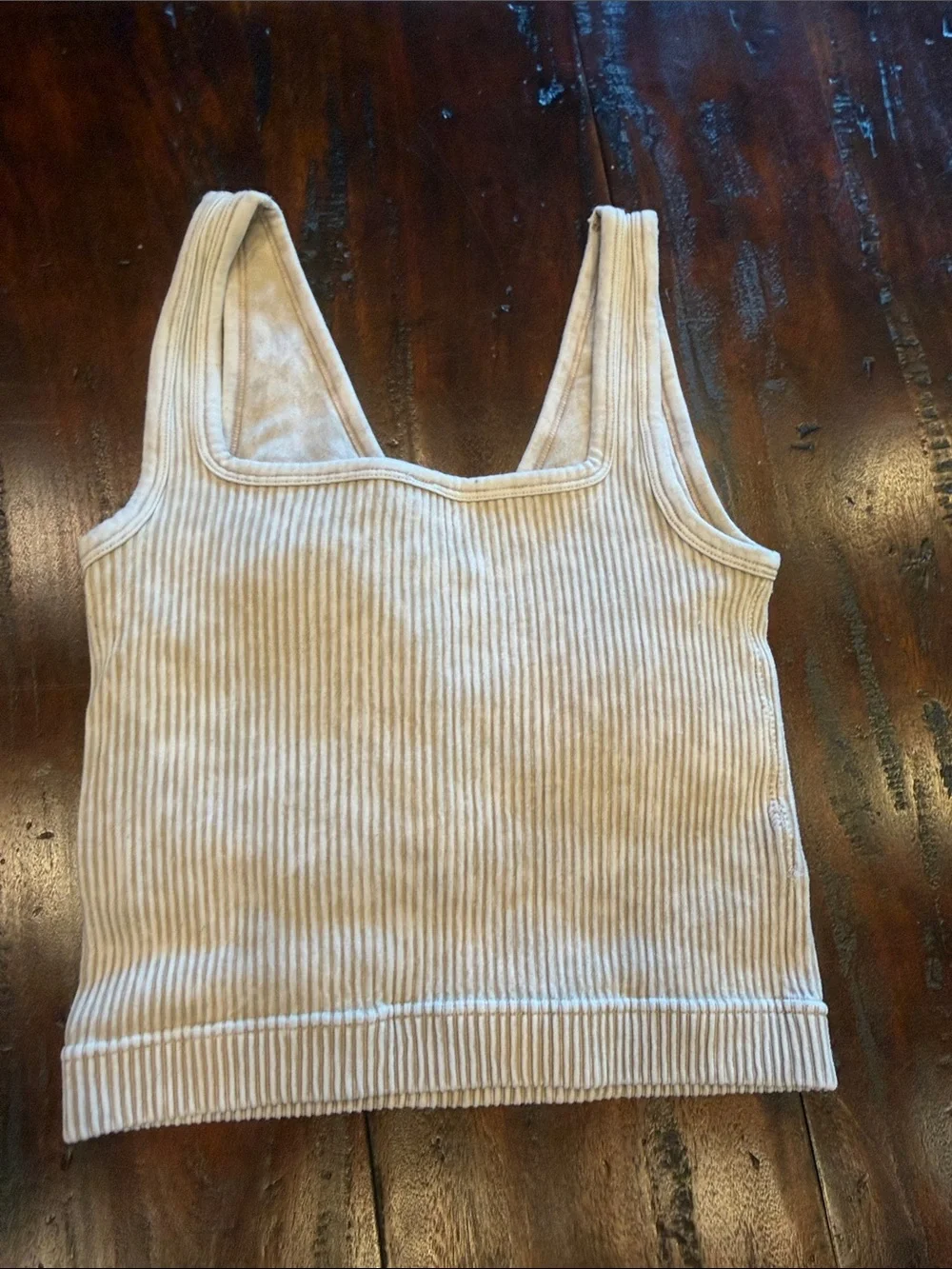 Zenana Outfitters Ribbed V-Neck Tank Top - Beige/Cream